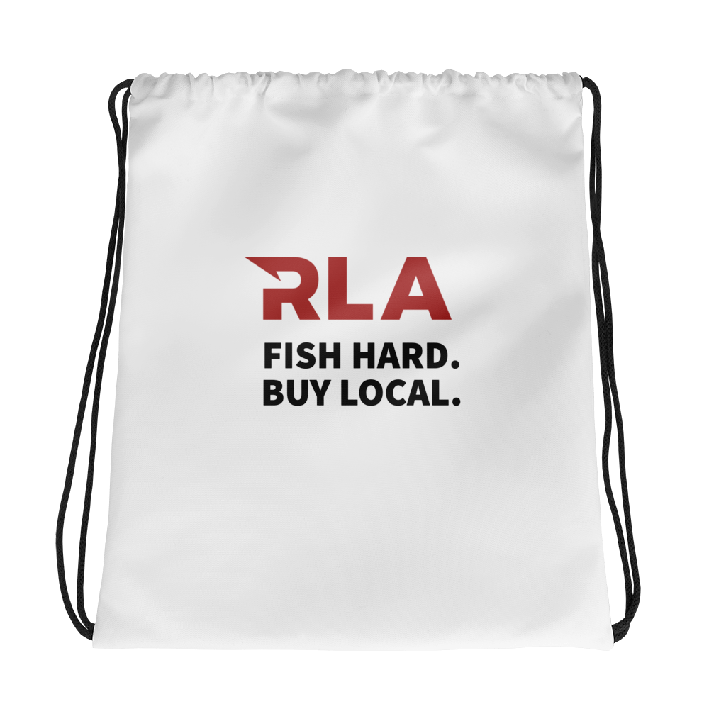 Fish Hard Buy Local Drawstring Bag