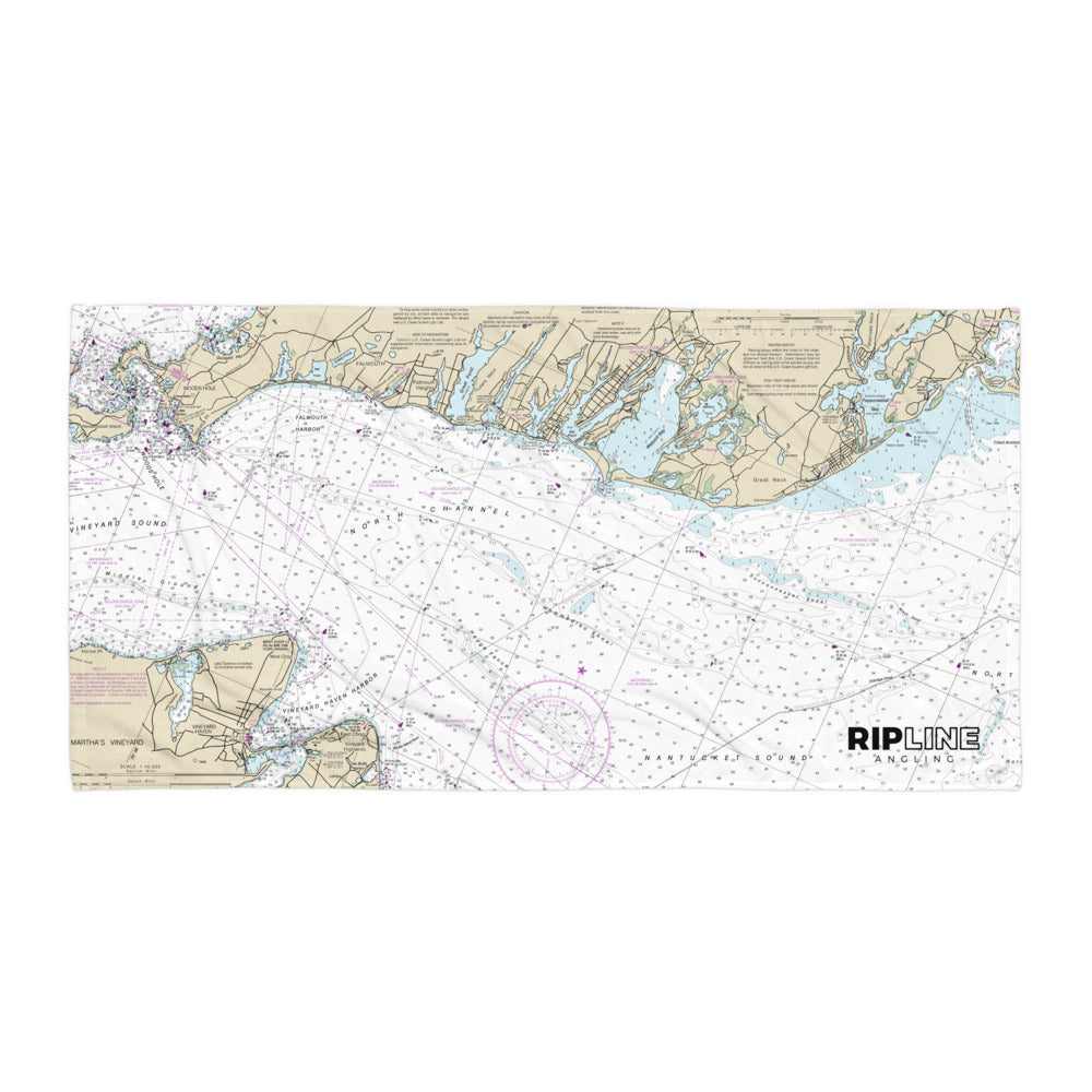 Nantucket Sound Nautical Chart Beach Towel