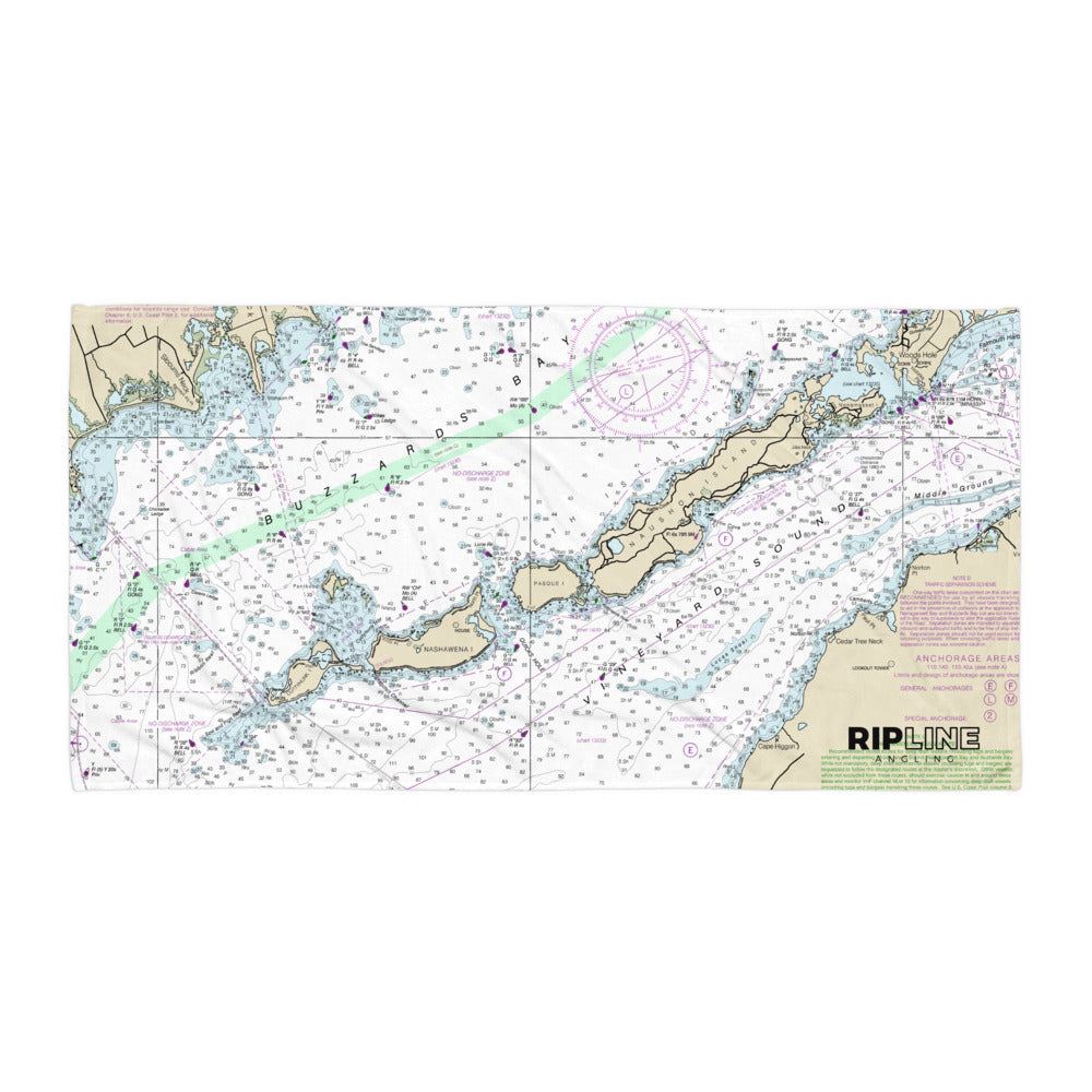 Elizabeth Islands Nautical Chart Beach Towel