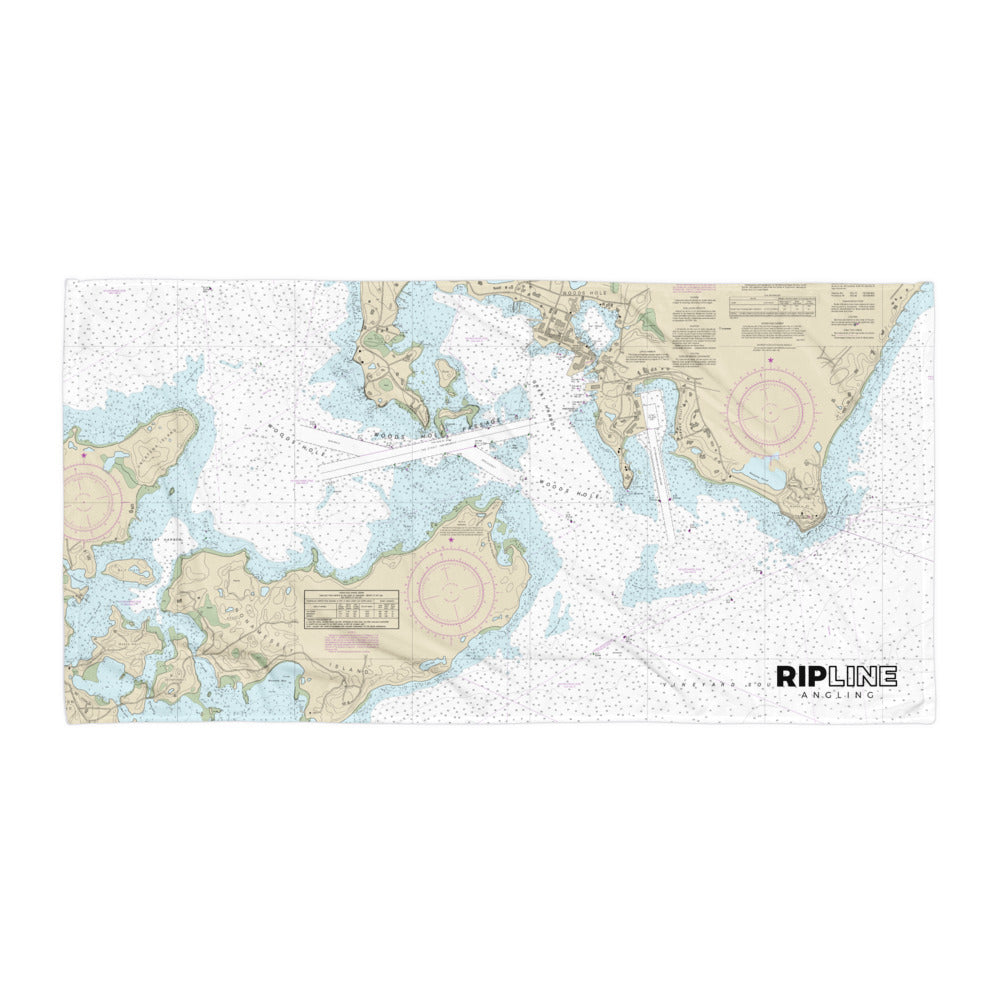 Woods Hole Nautical Chart Beach Towel