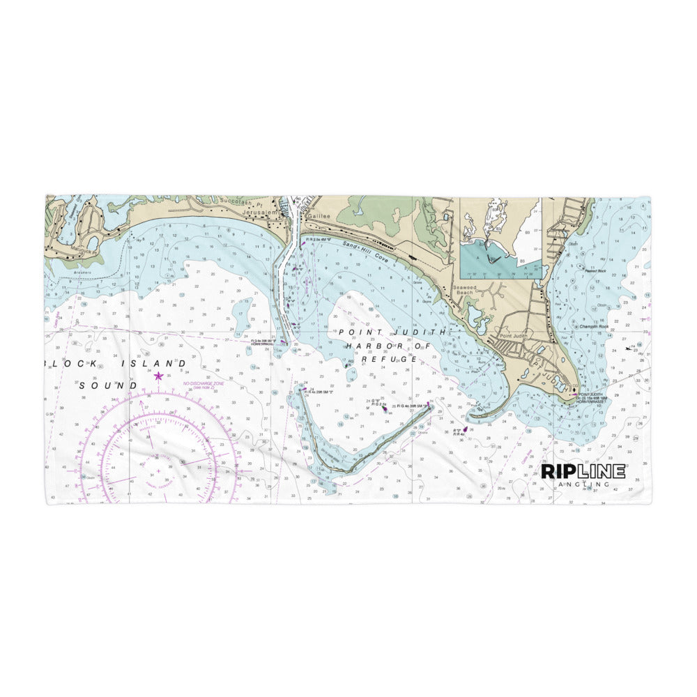 Point Judith Nautical Chart Beach Towel